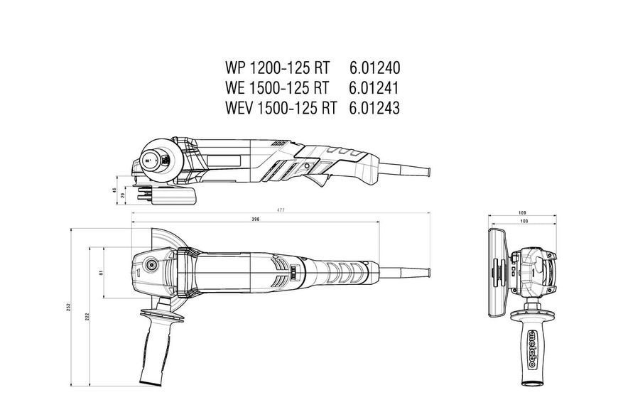 Болгарка Metabo WEV 1500-125 RT 601243000 фото
