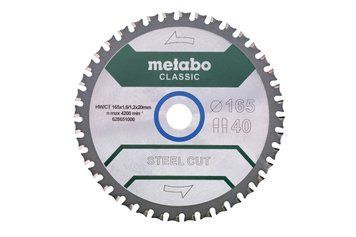 Пиляльний диск Metabo CLASSIC по сталі 165x20x1,6, 40 зубів, блістер 628651000 фото