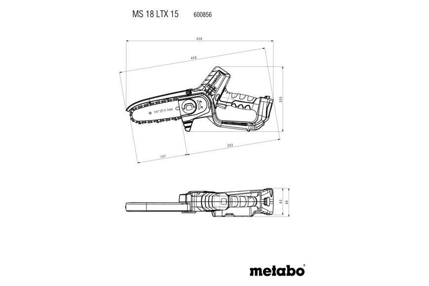 Акумуляторна ланцюгова пила Metabo MS 18 LTX 15 каркас 600856850 фото