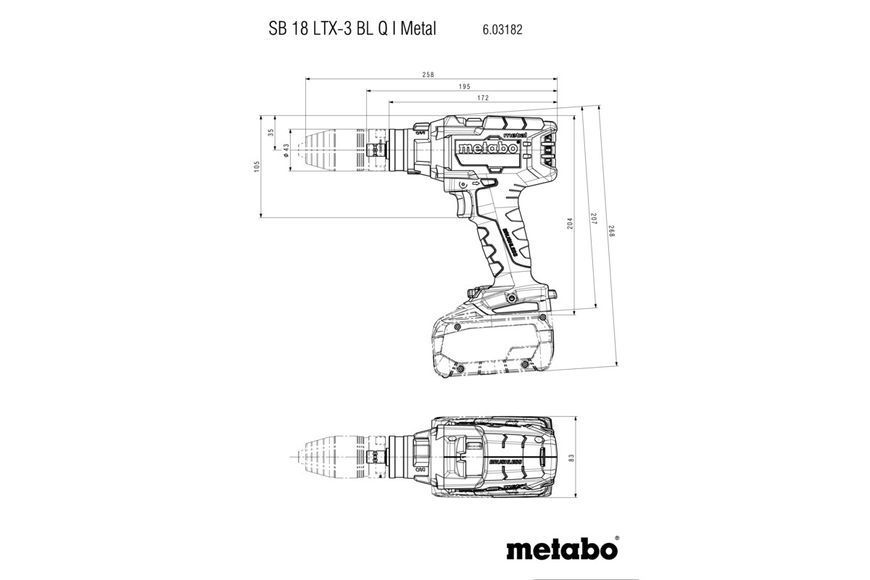 Аккумуляторная ударная дрель-шуруповерт Metabo SB 18 LTX-3 BL Q I METAL каркас в кейсе 603182840 фото