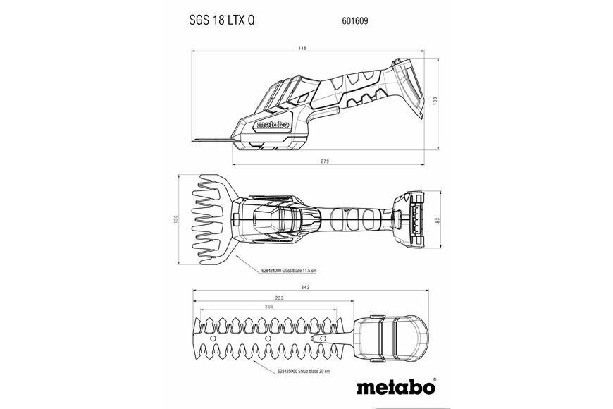 Аккумуляторные ножницы для кустов и травы Metabo SGS 18 LTX Q 1х2.0 Ач UA601609850 фото