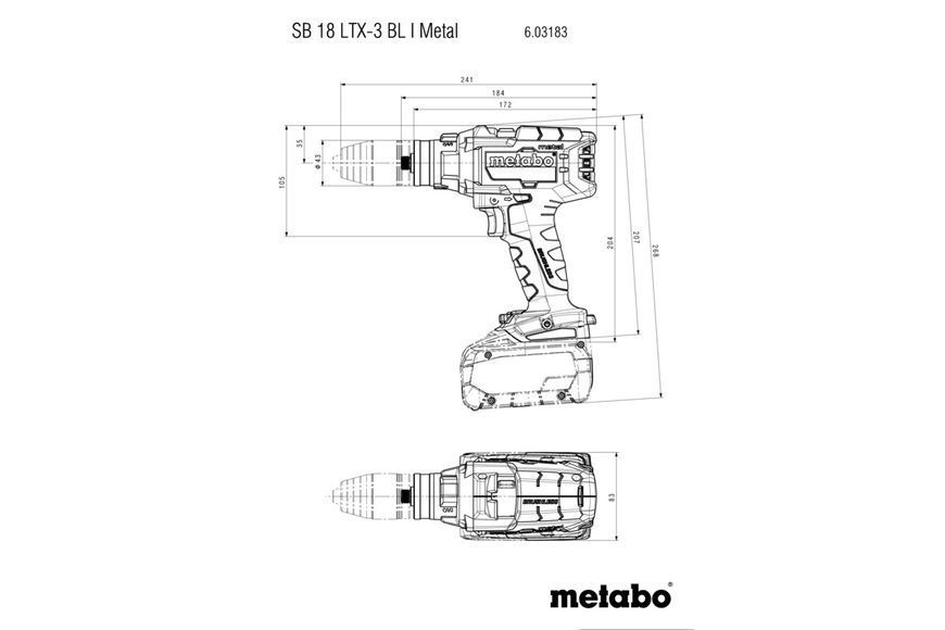 Аккумуляторная ударная дрель-шуруповерт Metabo SB 18 LTX-3 BL I METAL каркас 603183850 фото