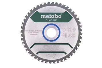 Пиляльний диск Metabo CLASSIC по сталі 190x30x2, 48 зубів, блістер 628684000 фото