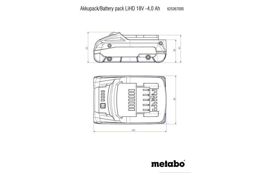 Акумулятор Metabo DS LiHD 18 В/4.0 Аг 624989000 фото