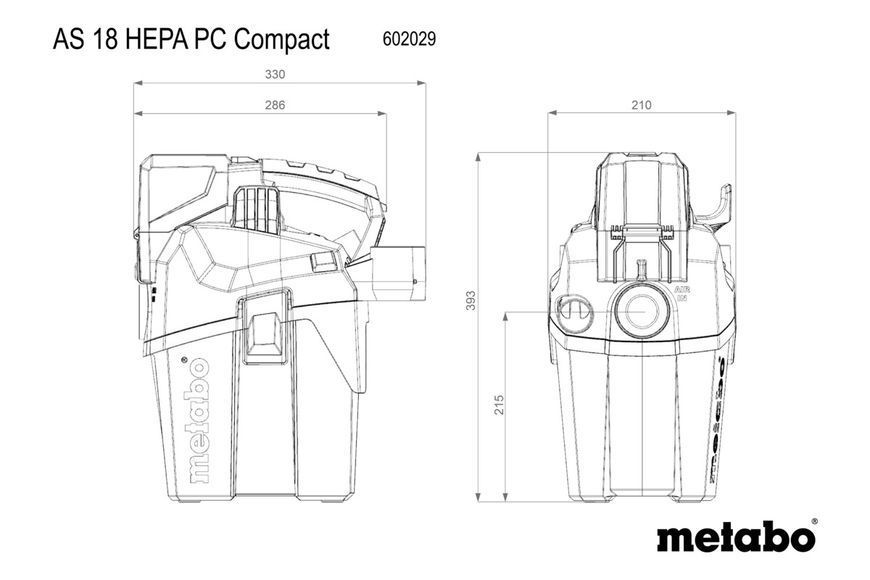 Акумуляторний пилосос Metabo AS 18 HEPA PC Compact каркас 602029850 фото