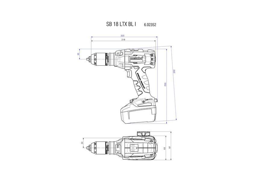 Аккумуляторная ударная дрель-шуруповерт Metabo SB 18 LTX BL I 2*4.0 Ач LiHD 602352800 фото
