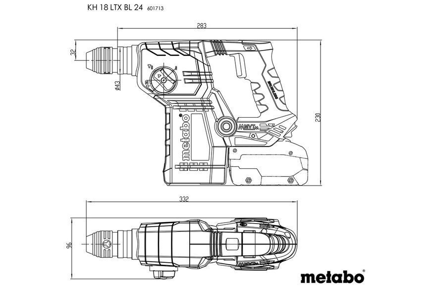 Акумуляторний перфоратор Metabo KH 18 LTX BL 24 2х4.0 Аг 2х5.5 Аг 601713660 фото