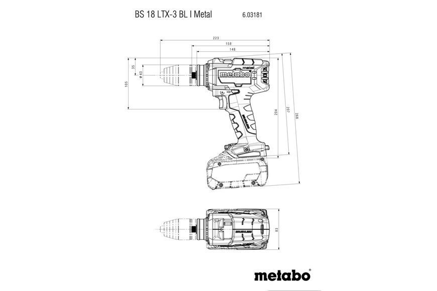 Акумуляторний дриль-шурупокрут Metabo BS 18 LTX-3 BL I METAL каркас в кейсі 603181840 фото