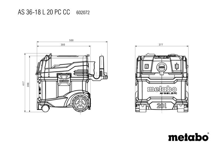 Акумуляторний пилосос Metabo AS 36-18 L 20 PC-CC каркас 602072850 фото
