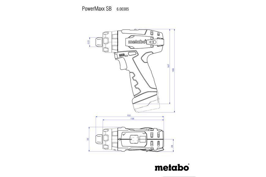 Акумуляторний ударний дриль-шурупокрут Metabo PowerMaxx SB Basic 2х2 Aг Mobile Workshop Mini 600385710 фото