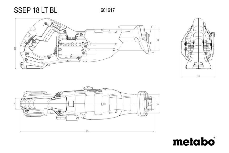 Аккумуляторная сабельная пила Metabo SSEP 18 LT BL каркас в кейсе 601617840 фото