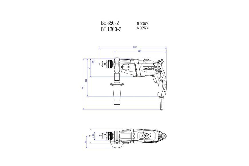 Дрель Metabo BEV 1300-2 с быстрозажимным патроном 600574810 фото