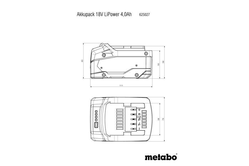 Комплект аккумуляторных батарей Metabo Li-Power 18 В 2х4 Ач с зарядным устройством в кейсе 685064000 фото