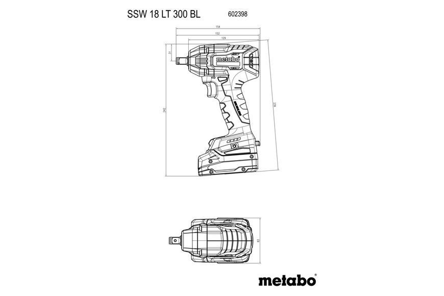 Аккумуляторный ударный гайковерт Metabo SSW 18 LT 300 BL каркас в кейсе 602398840 фото