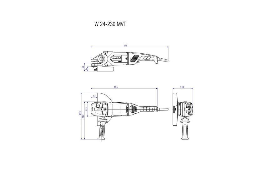 Болгарка Metabo W 24-230 MVT (без фіксації кнопки) 606467260 фото