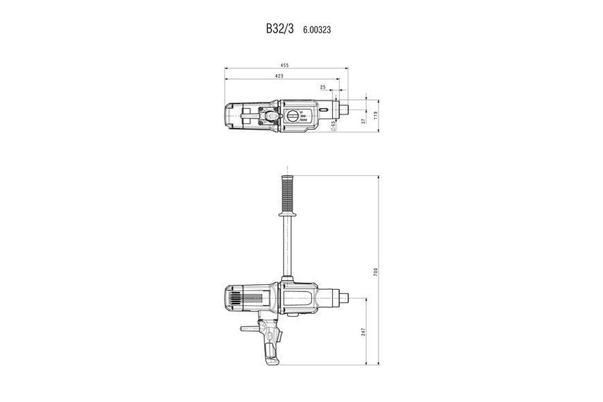 Дриль Metabo B 32/3 з додатковою рукояткою 600323260 фото