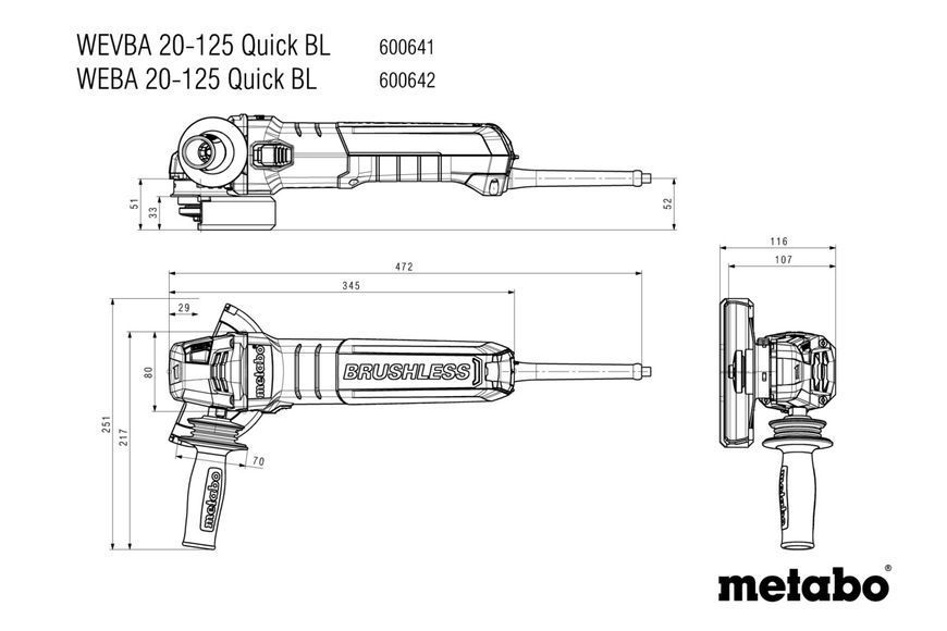 Болгарка Metabo WEBA 20-125 Quick BL 600642000 фото