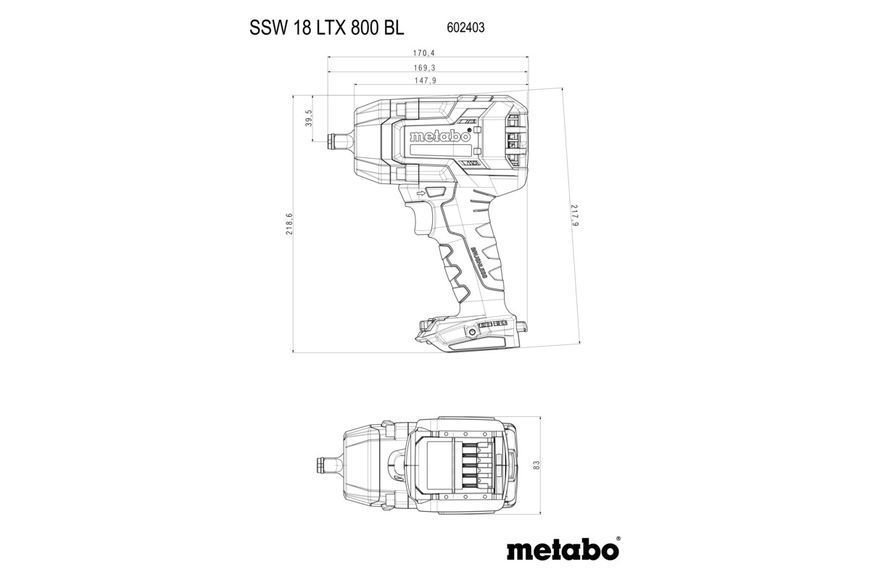 Аккумуляторный ударный гайковерт Metabo SSW 18 LTX 800 BL каркас в кейсе 602403840 фото