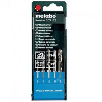 Набор сверл по металлу с шестигранным хвостовиком Metabo HSS-G 5 предметов 627112000 фото