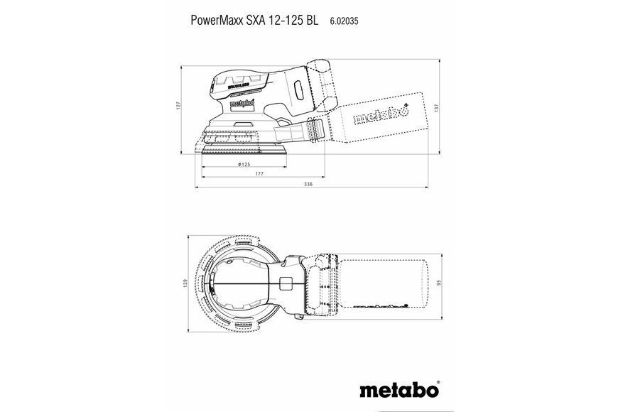 Акумуляторна ексцентрикова шліфувальна машина Metabo PowerMaxx SXA 12-125 BL каркас 602035850 фото