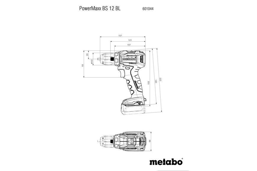 Аккумуляторная дрель-шуруповерт Metabo PowerMaxx ВS 12 BL 2х4.0 Ач 601044800 фото