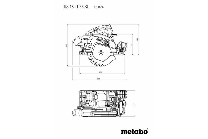 Аккумуляторная ручная дисковая пила Metabo KS 18 LTX 66 BL 2х8.0 Ач 611866810 фото