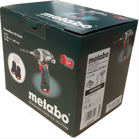 Аккумуляторная дрель-шуруповерт Metabo PowerMaxx BS Basic 2х2.0 Ач в картонной коробке 600984000 фото