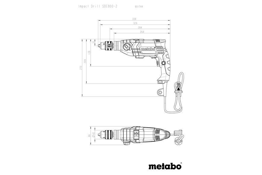 Ударная дрель Metabo SBE 800 с быстрозажимным патроном 601744000 фото