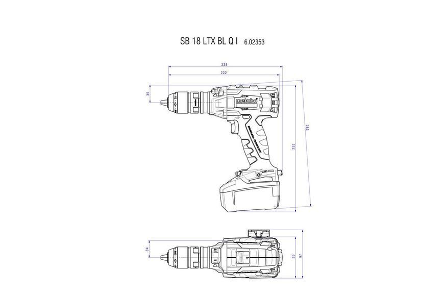 Аккумуляторная ударная дрель-шуруповерт Metabo SB 18 LTX BL Q I 4.0 Ач 602353500 фото