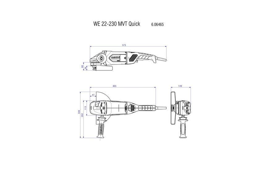 Болгарка Metabo WE 22-230 MVT (без фіксації кнопки) 606464260 фото