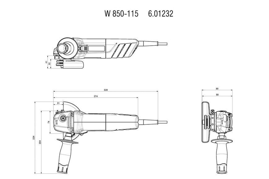 Болгарка Metabo W 850-115 защита от повторного пуска 601232000 фото