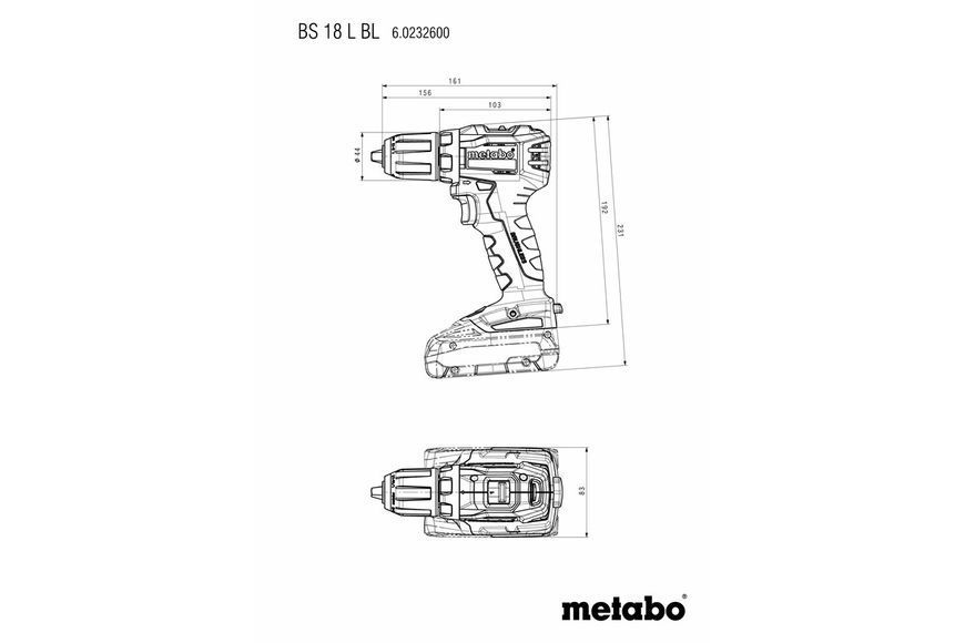 Аккумуляторная дрель-шуруповерт Metabo ВS 18 L BL каркас в кейсе 602326840 фото