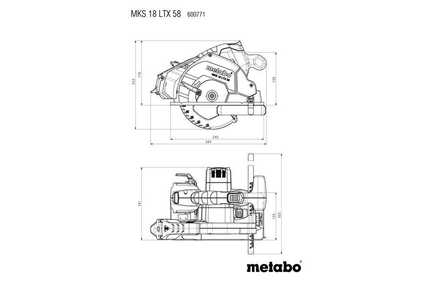 Акумуляторна ручна дискова пила по металу Metabo MKS 18 LTX 58 каркас 600771890 фото