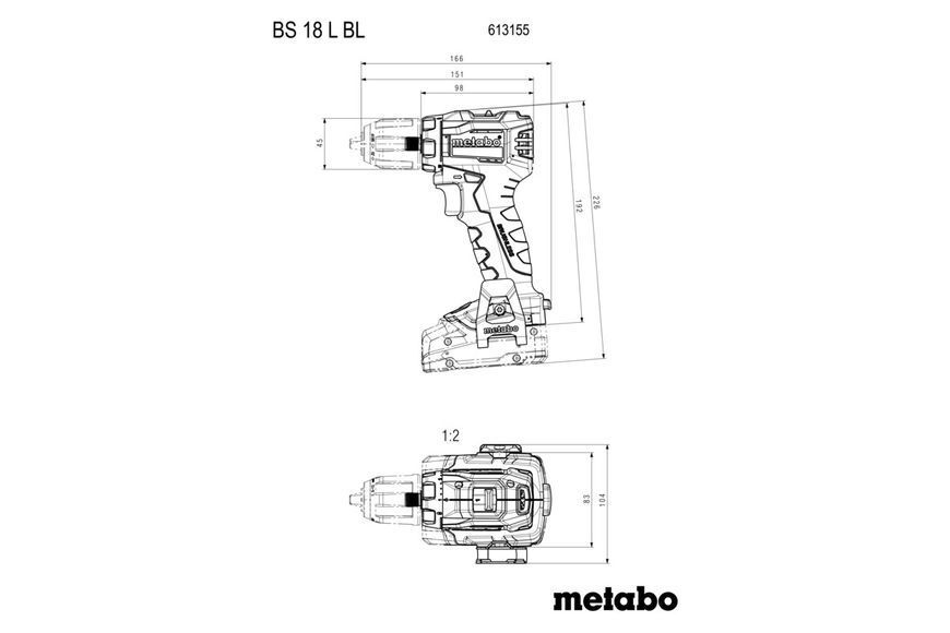 Акумуляторний дриль-шурупокрут Metabo BS 18 L BL 2х2.0 Аг 613155500 фото