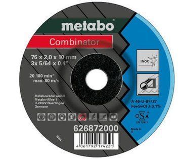Универсальный круг по нержавеющей стали Metabo Combinator Inox 76х2х10 мм, 3 шт 626872000 фото