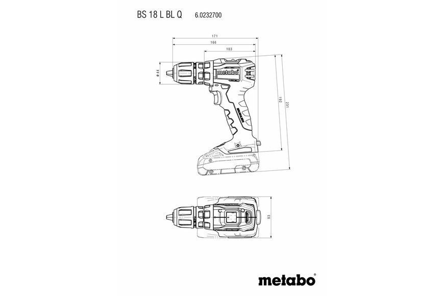 Аккумуляторная дрель-шуруповерт Metabo ВS 18 L BL Quick каркас в кейсе 602327840 фото