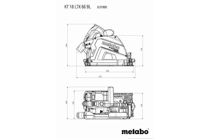 Акумуляторна занурювальна дискова пила Metabo KT 18 LTX 66 BL 2х8.0 Аг 601866810 фото