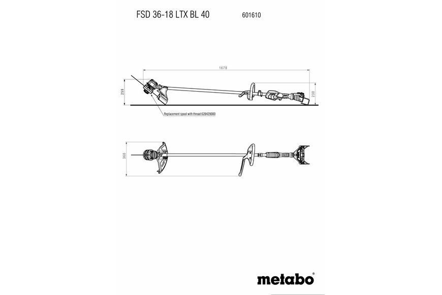 Аккумуляторная коса Metabo FSD 36-18 LTX BL 40 каркас 601610850 фото