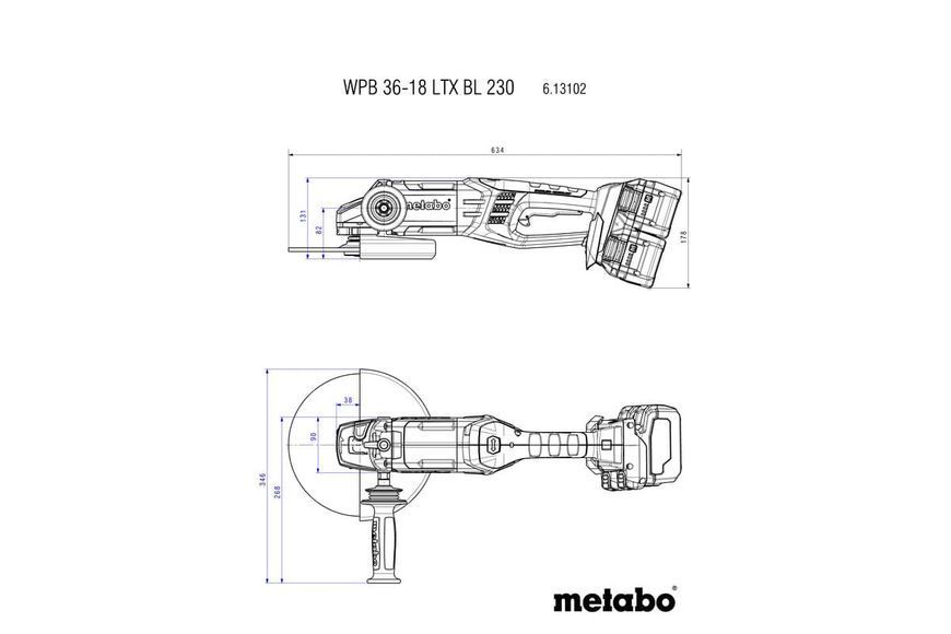 Аккумуляторная болгарка Metabo WPB 36-18 LTX BL 230 4х6.2 Ач 613102660 фото
