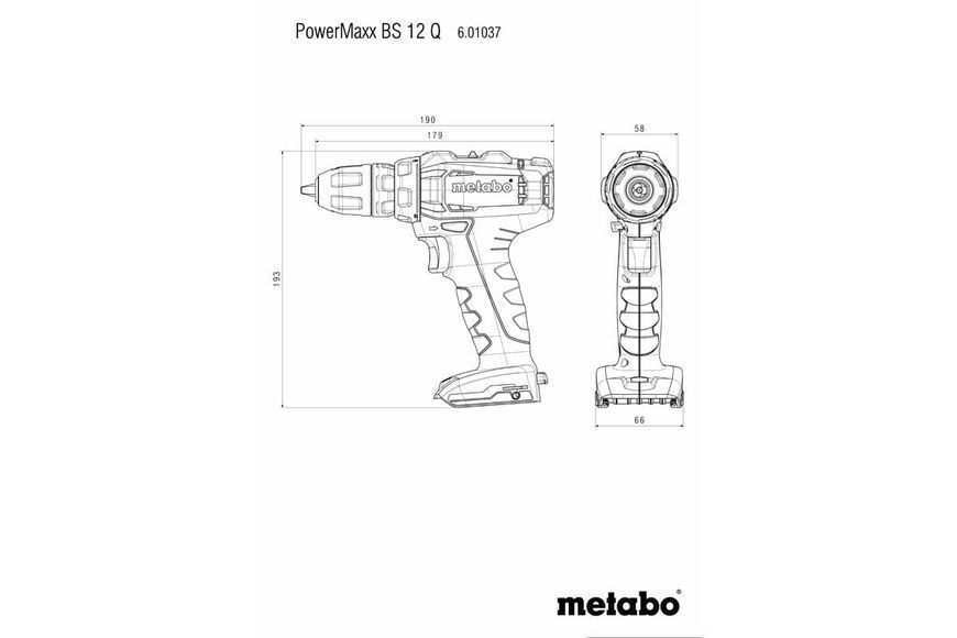 Аккумуляторный шуруповерт Metabo PowerMaxx ВS 12 Quick+угловая насадка Metabo Quick*1 акб 601037620 фото