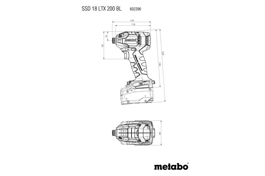 Акумуляторний ударний гвинтокрут Metabo SSD 18 LTX 200 BL 1х4 Aг UA602396890 фото