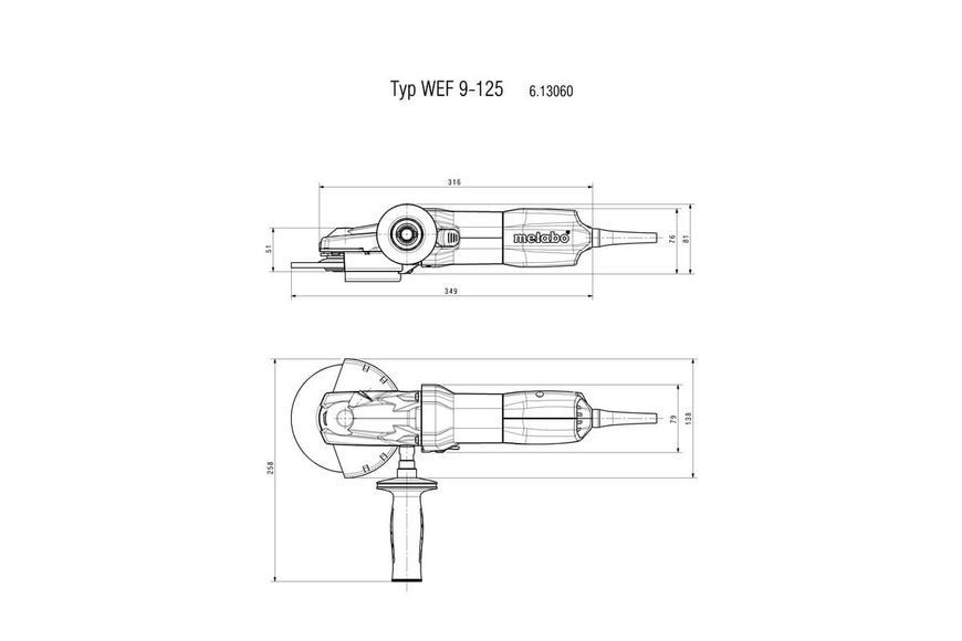 Болгарка с плоским редуктором Metabo WEF 9-125 Quick 613060000 фото