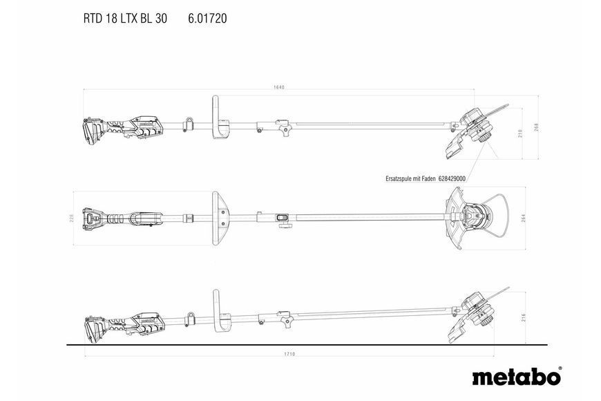 Акумуляторний тример Metabo RTD 18 LTX BL 30 каркас 601720850 фото