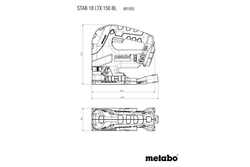 Акумуляторний лобзик Metabo STAB 18 LTX 150 BL каркас в кейсі 601503840 фото