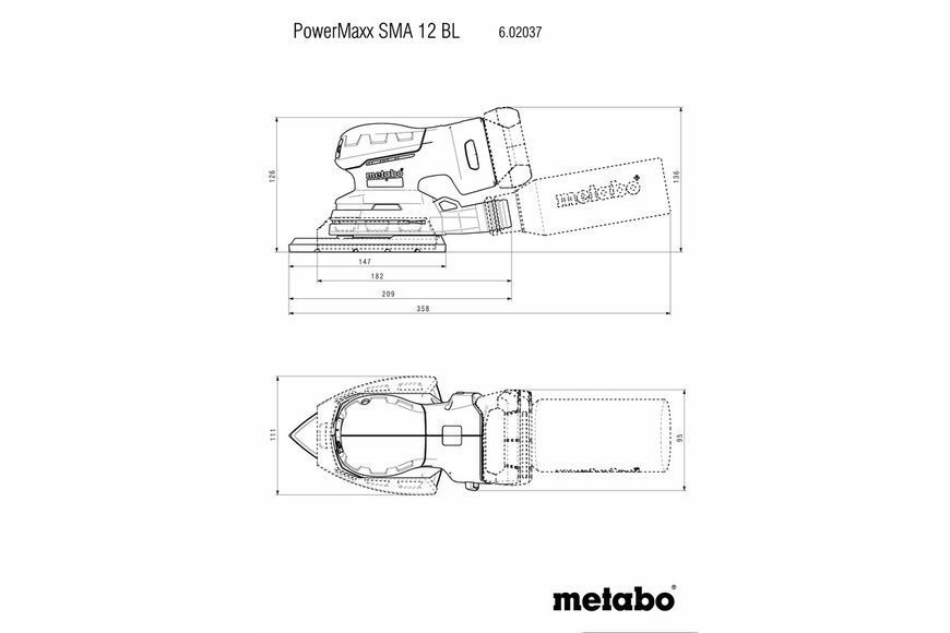 Аккумуляторная вибрационная шлифмашина Metabo PowerMaxx SMA 12 BL каркас в кейсе 602037840 фото