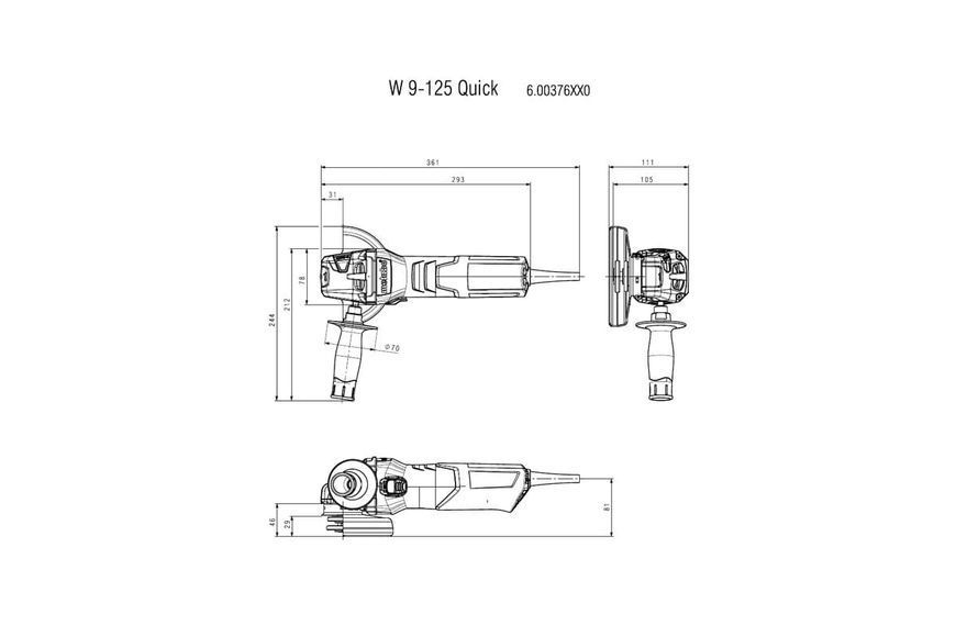 Болгарка Metabo W 9-125 Quick в Кейсе + Алмазные диски Метабо 600374510 фото