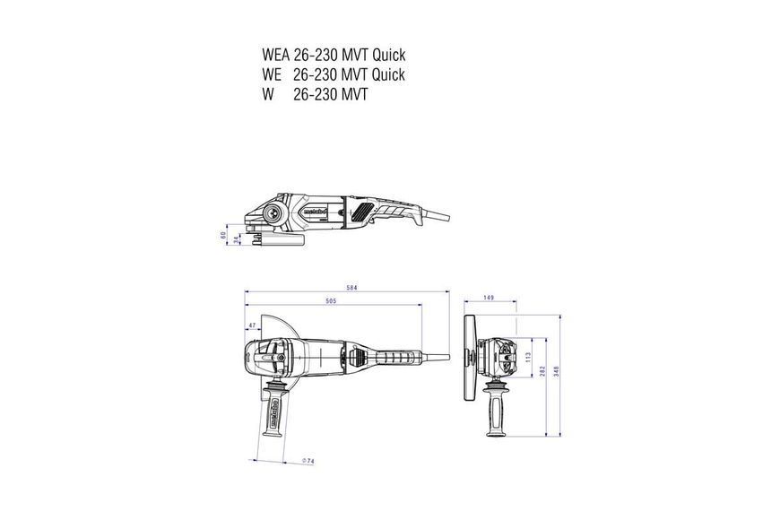 Болгарка Metabo W 26-230 MVT 606474000 фото