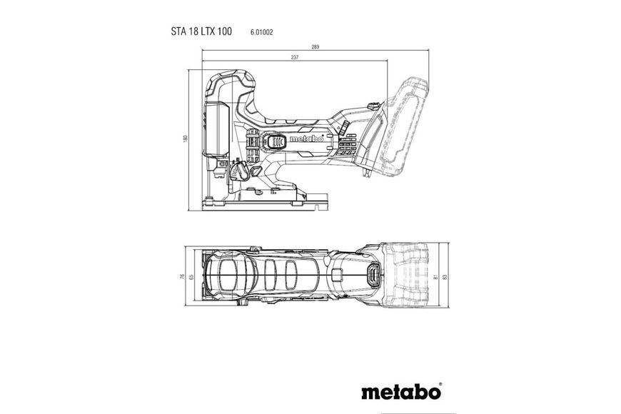 Акумуляторний лобзик Metabo STA 18 LTX 100 каркас в кейсі 601002840 фото